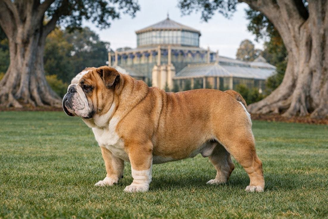 British-Bulldog-fawn-coat-side-profile-at-Adelaide-Botanic-Gardens British Bulldog Fawn Coat Side Profile At Adelaide Botanic Gardens