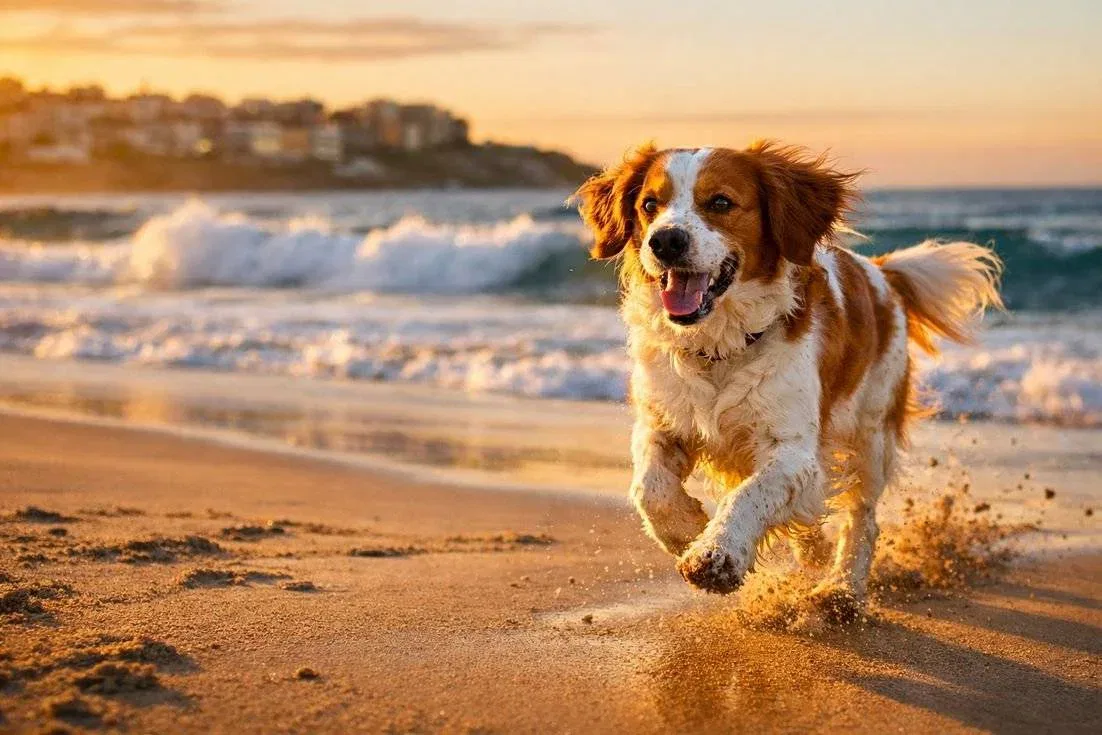 Brittany Spaniel At Beach