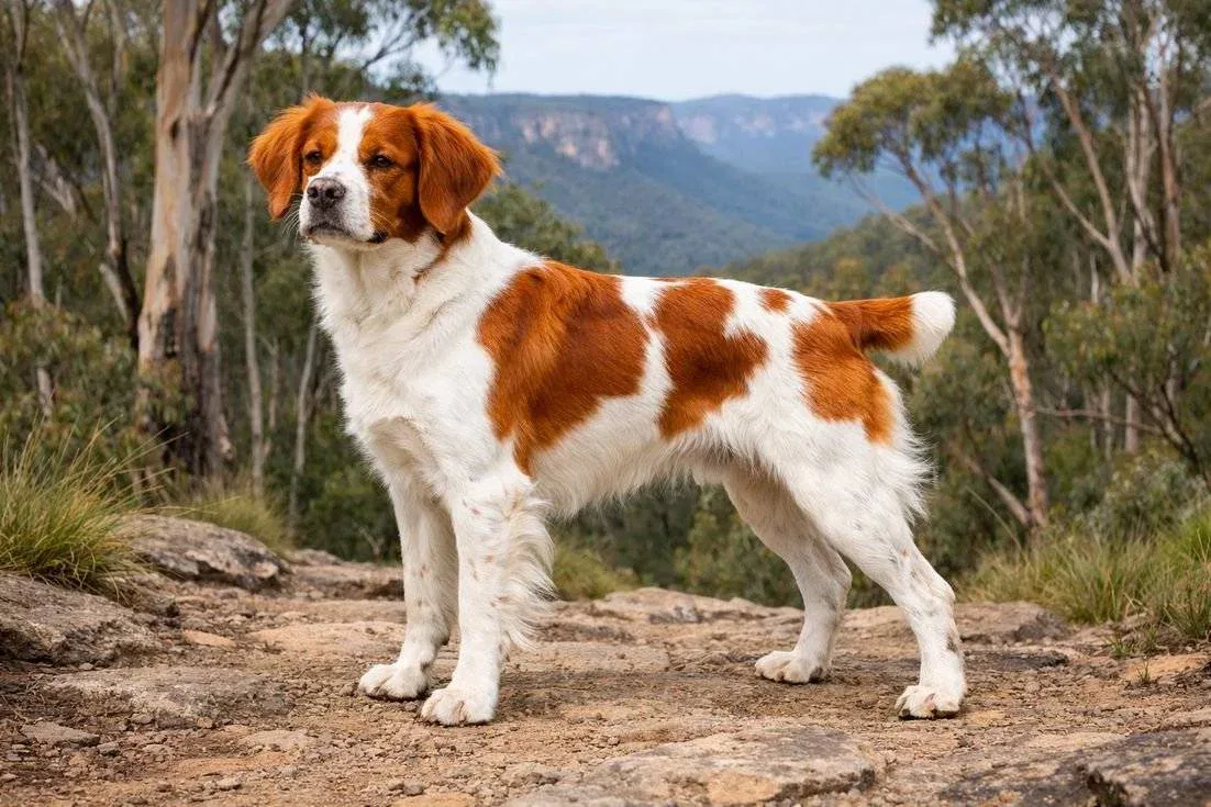 Brittany Spaniel standing outside