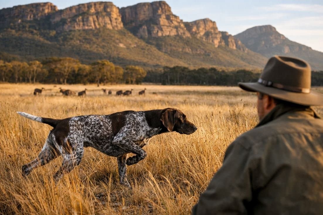 German Shorthaired Pointer Liver Roan Pointing Stance Grampians Victoria