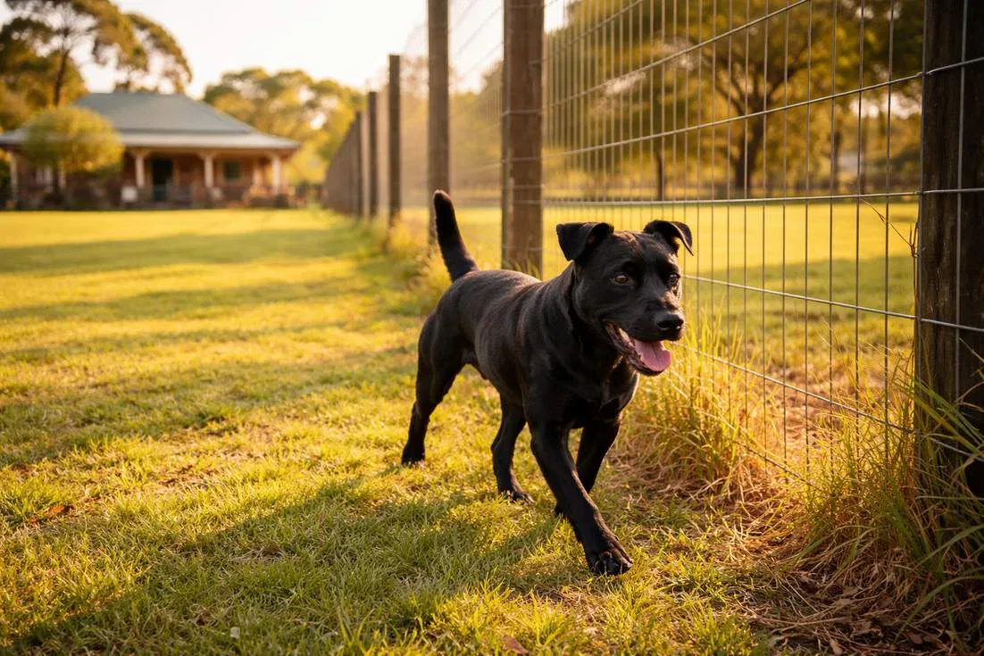 Patterdale Terrier In Large Secure Yard Showing Ideal Living Environment