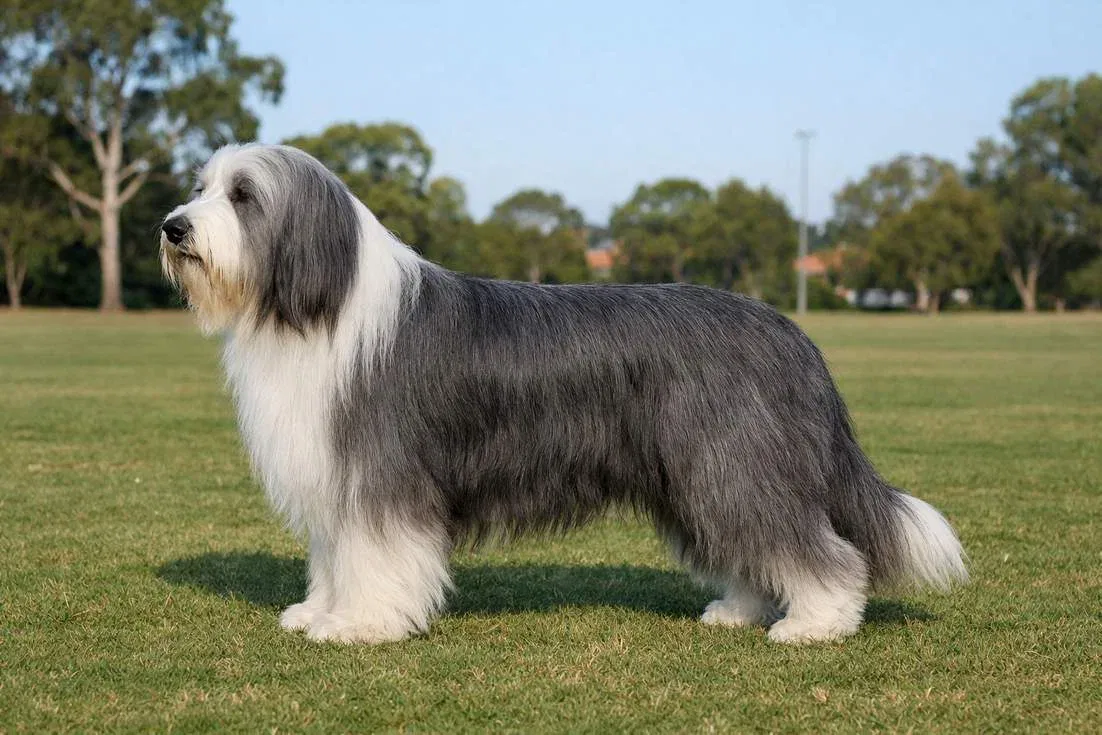 Bearded Collie Full Body Side Profile Showing Breed Structure
