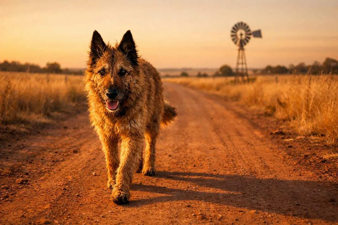 Belgian Laekenois Walking Country Road