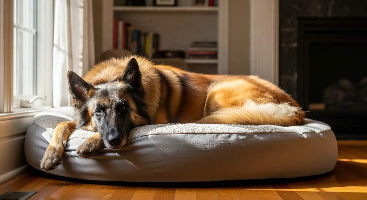 Belgian Tervuren On Dog Bed