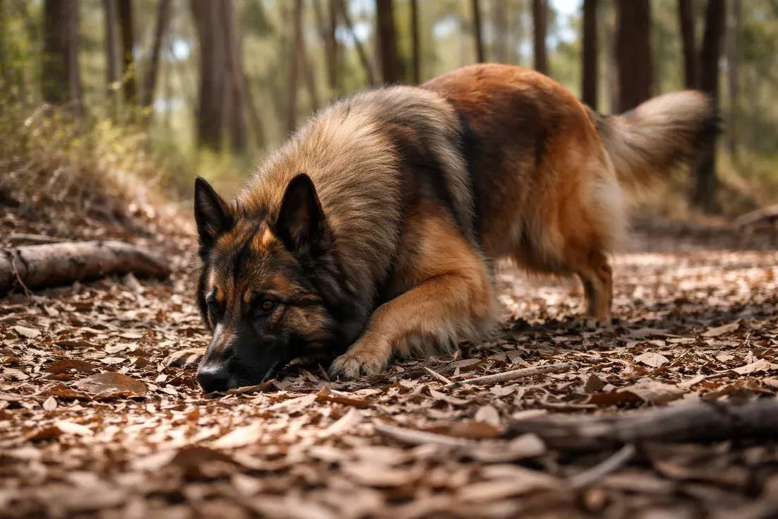 Belgian Tervuren Tracking Scent Through Bushland