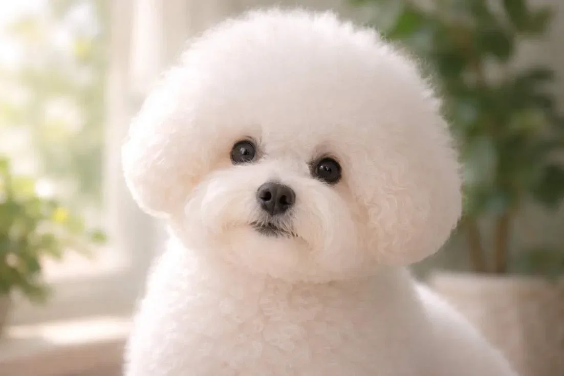 Bichon Frisy Fluffy White Portrait