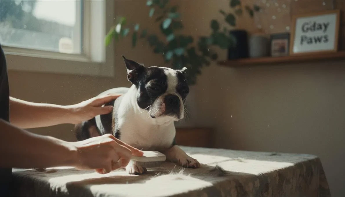 Boston Terrier Grooming Brushing