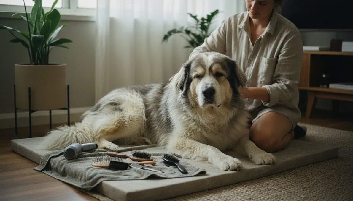 Caucasian Shepherd Grooming Brushing
