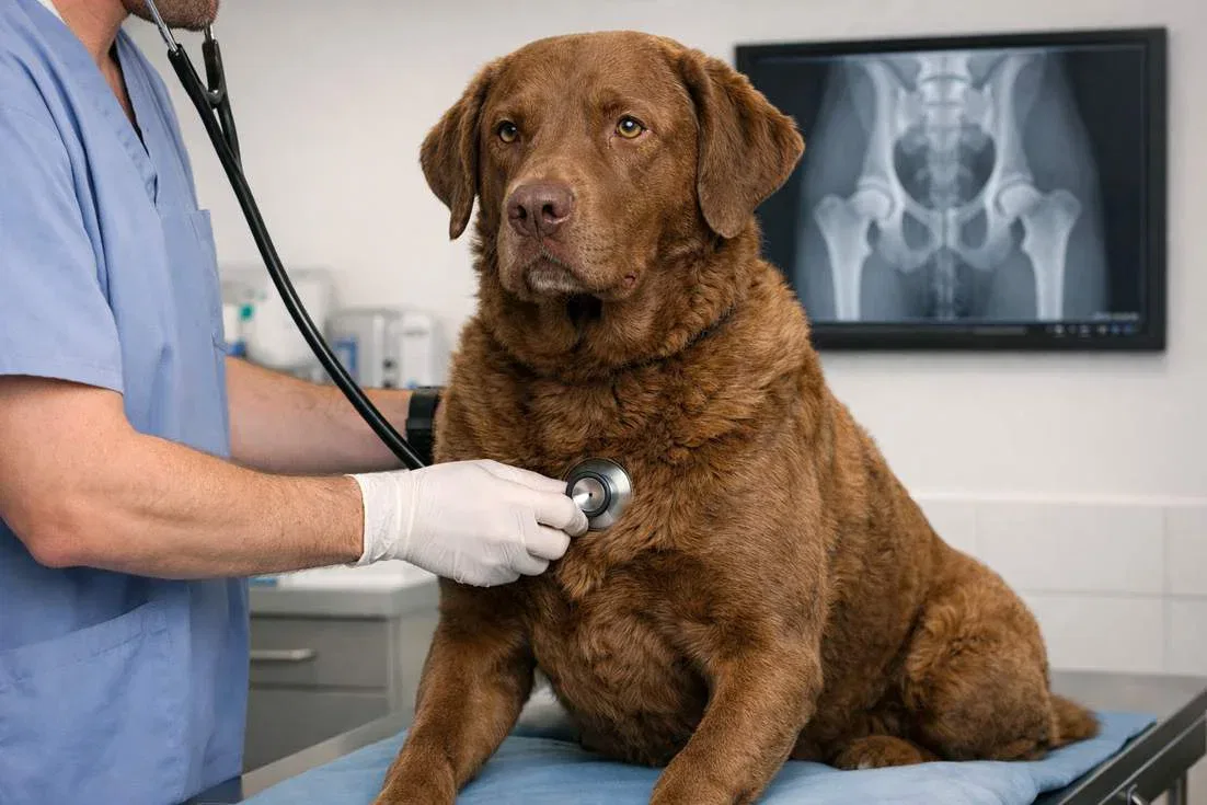 Chesapeake Bay Retriever Having Its Chest Check Up