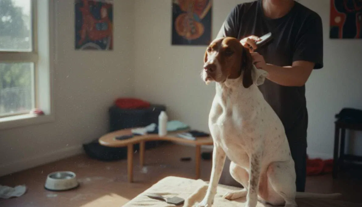 English Pointer Grooming Brushing