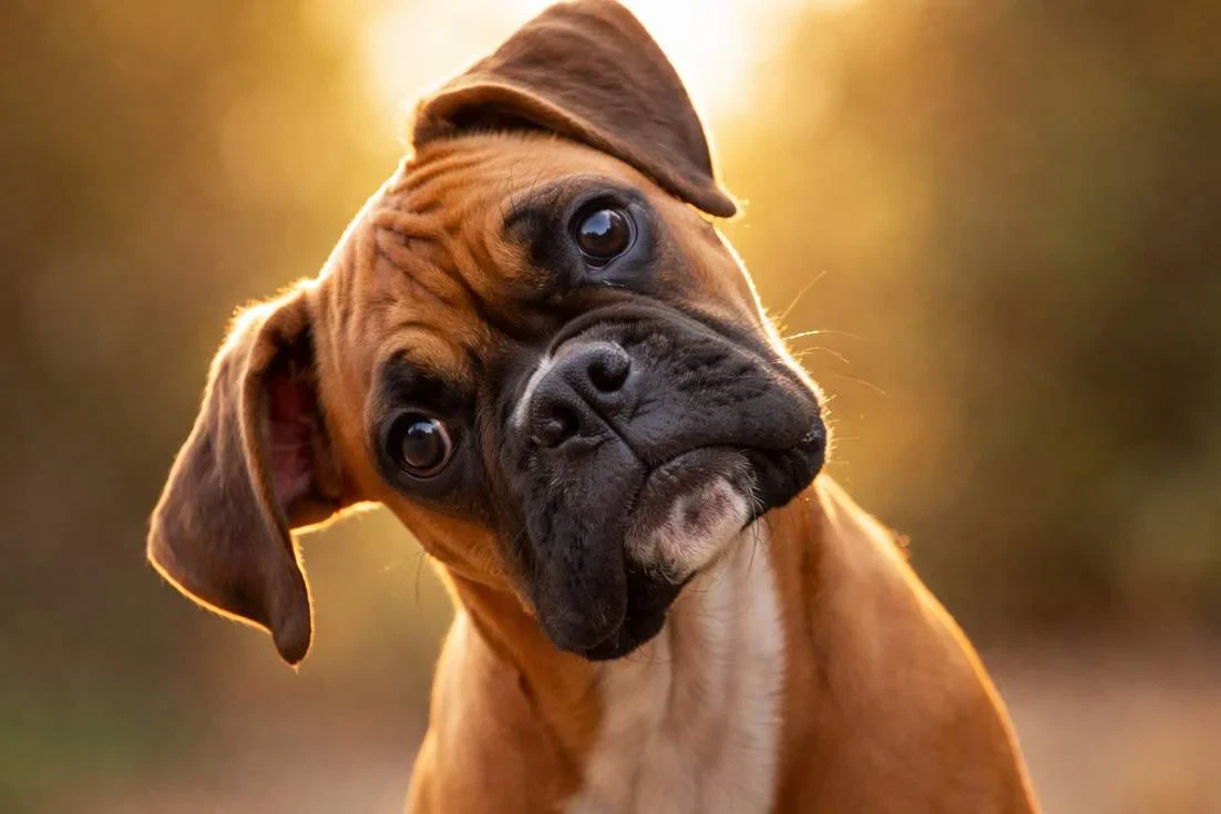Fawn Boxer With Classic Head Tilt