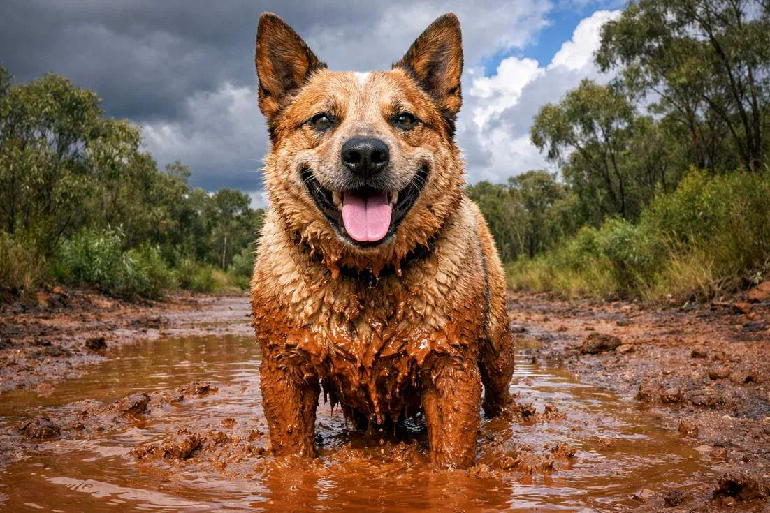 Muddy Red Australian Cattle Dog Standing