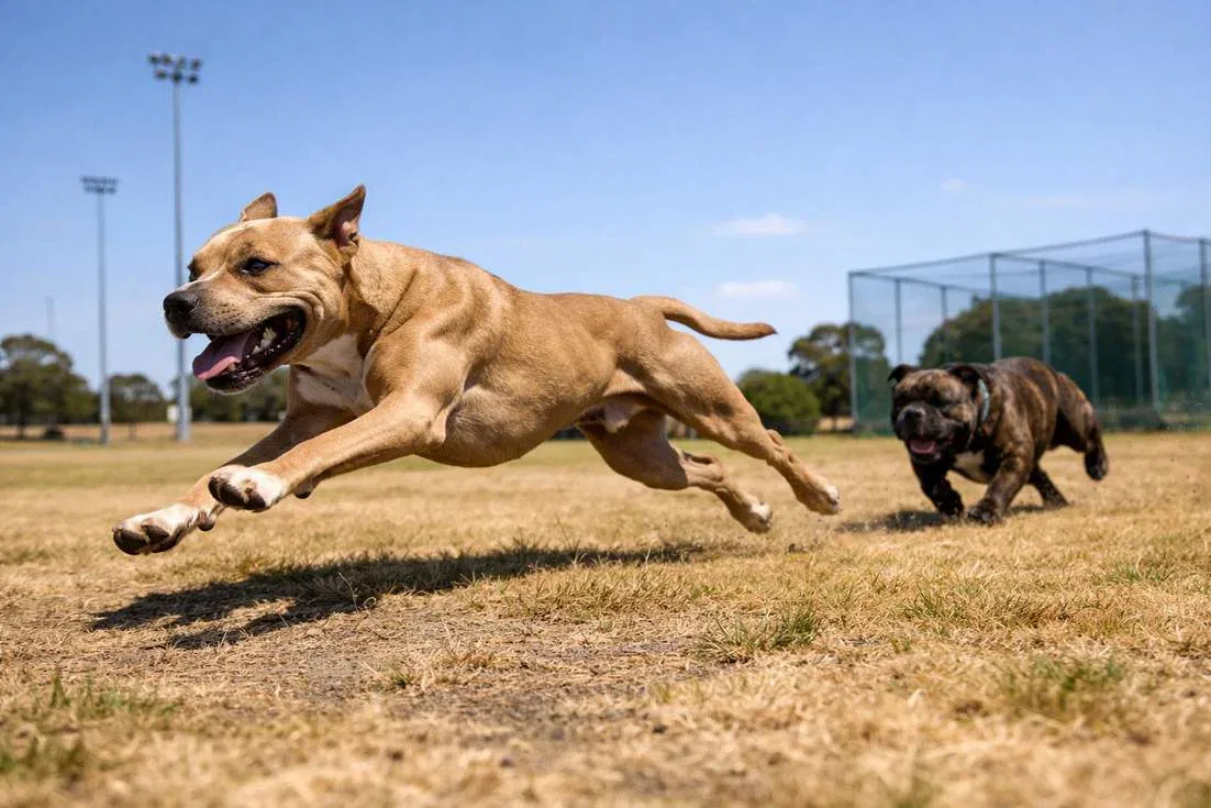 American Pit Bull And Staffordshire Bull Terrier Running