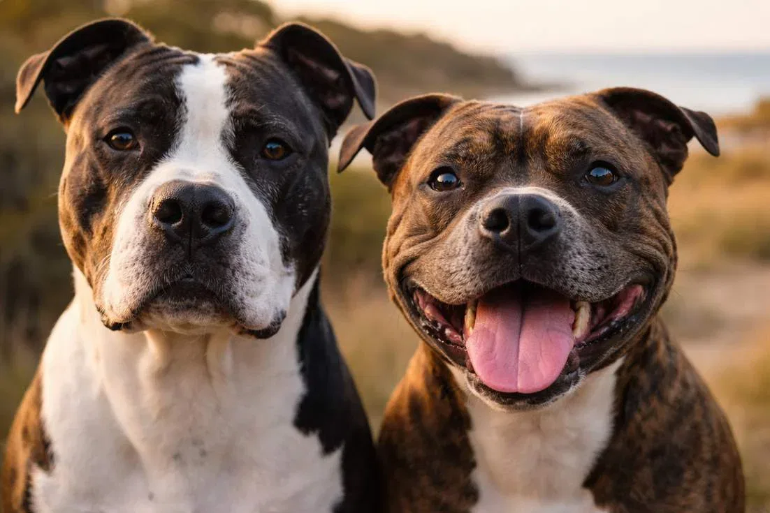 American Staffy With English Staffy