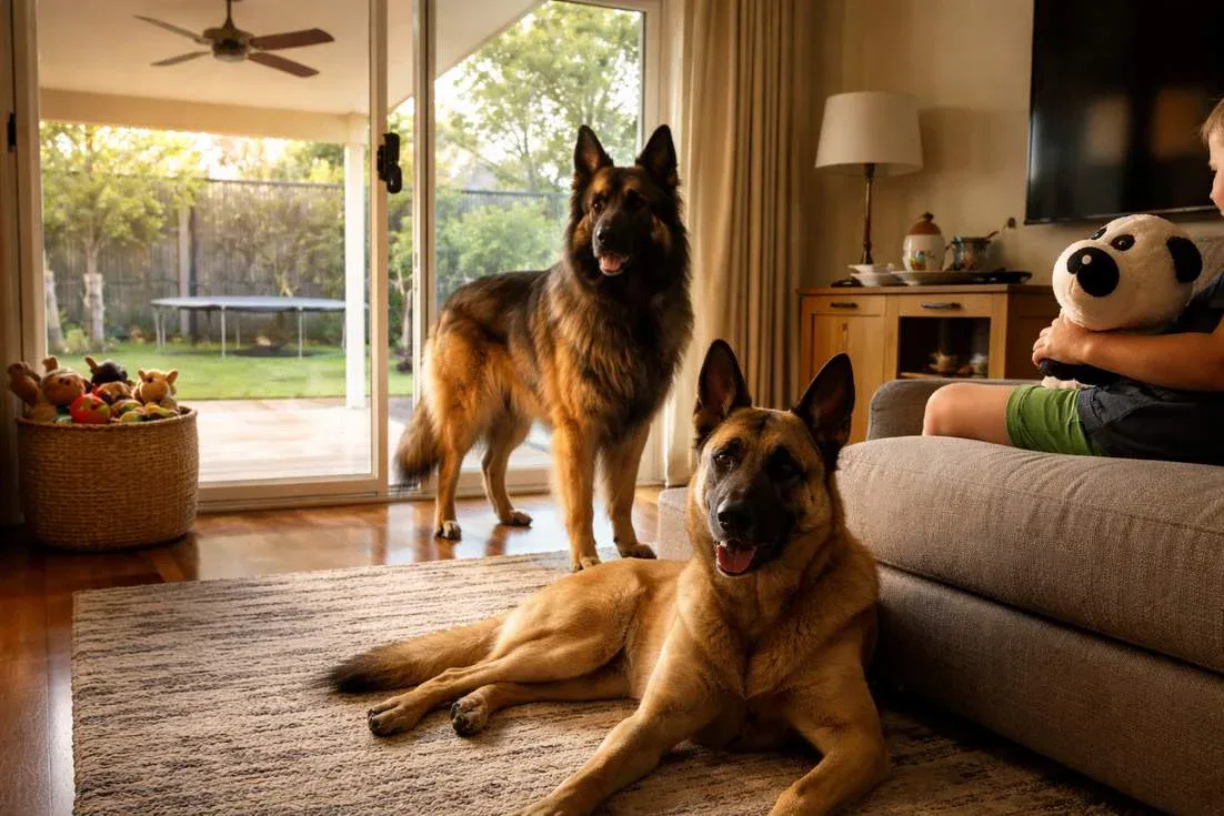 Belgian Malinois And Belgian Shepherd At Lounge