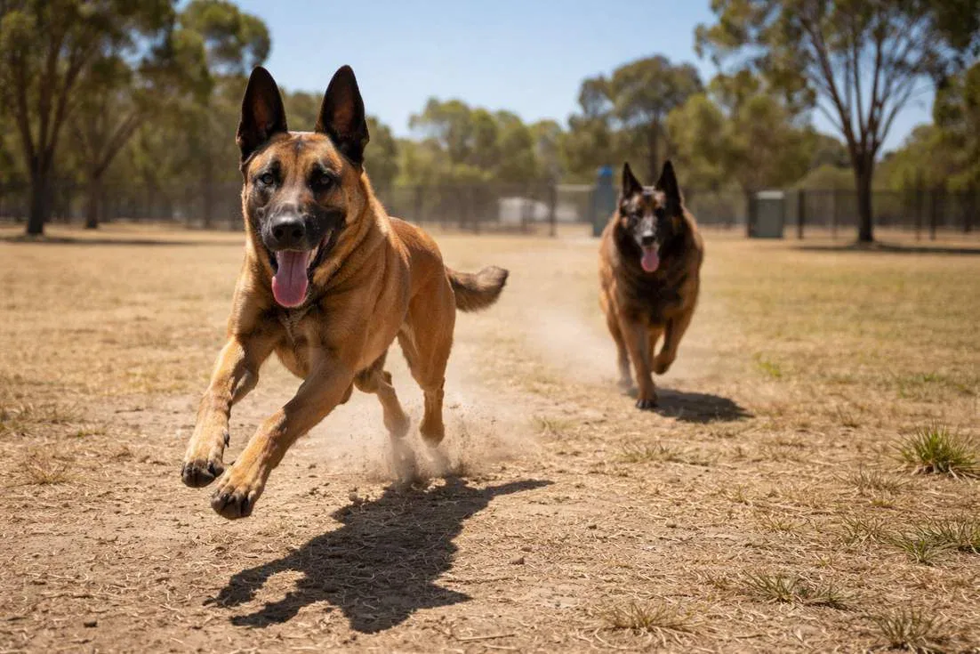 Belgian Malinois And Belgian Shepherd Running
