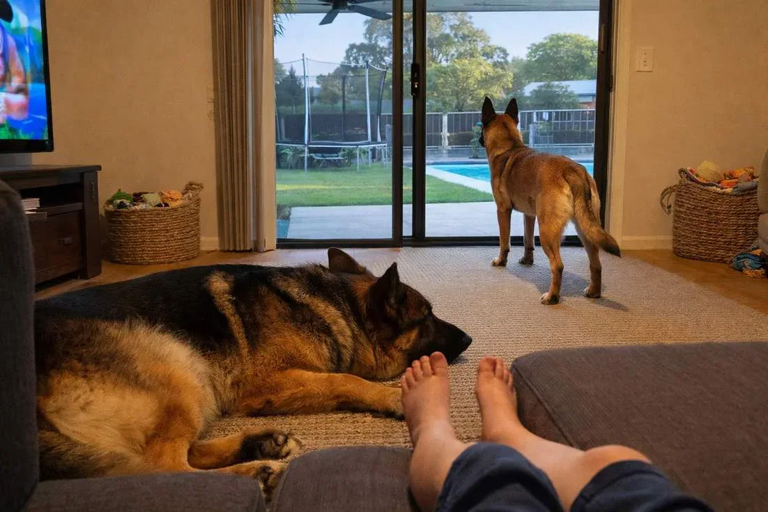 Belgian Malinois With German Shepherd At Lounge