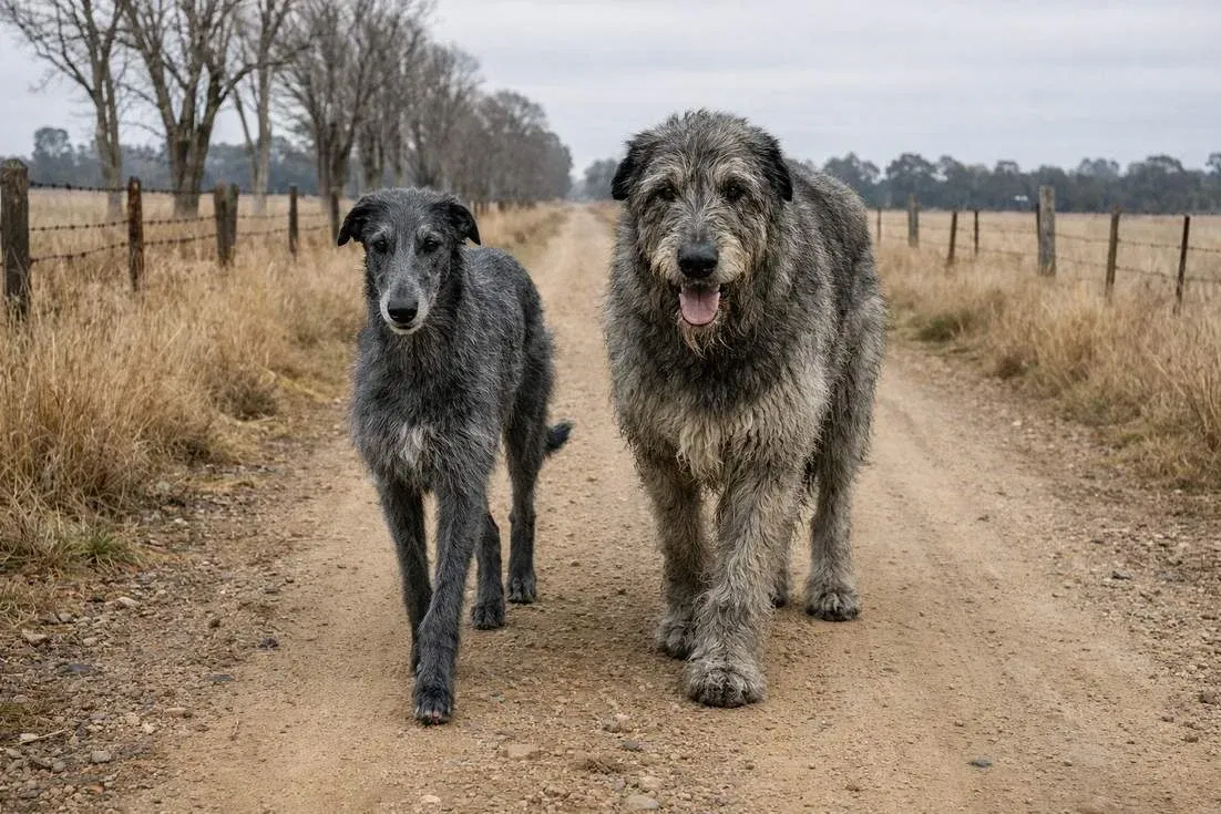 deerhound-and-irish-wolfhound-walking Deerhound And Irish Wolfhound Walking