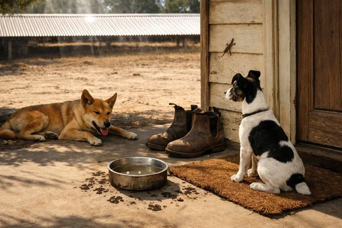 dingo-and-fox-terrier-resting Dingo And Fox Terrier Resting