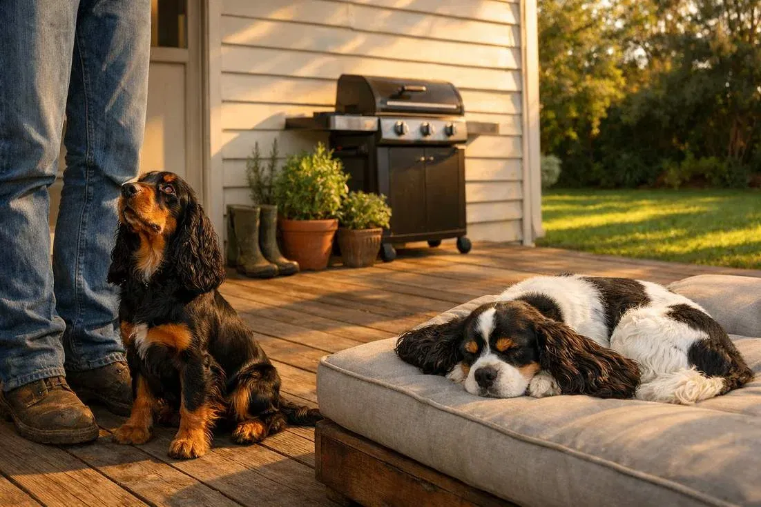 english-cocker-spaniel-with-american-cocker-spaniel-at-outdoor English Cocker Spaniel With American Cocker Spaniel At Outdoor