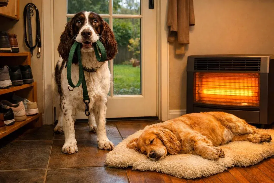 english-springer-spaniel-and-cocker-spaniel-at-lounge-area English Springer Spaniel And Cocker Spaniel At Lounge Area