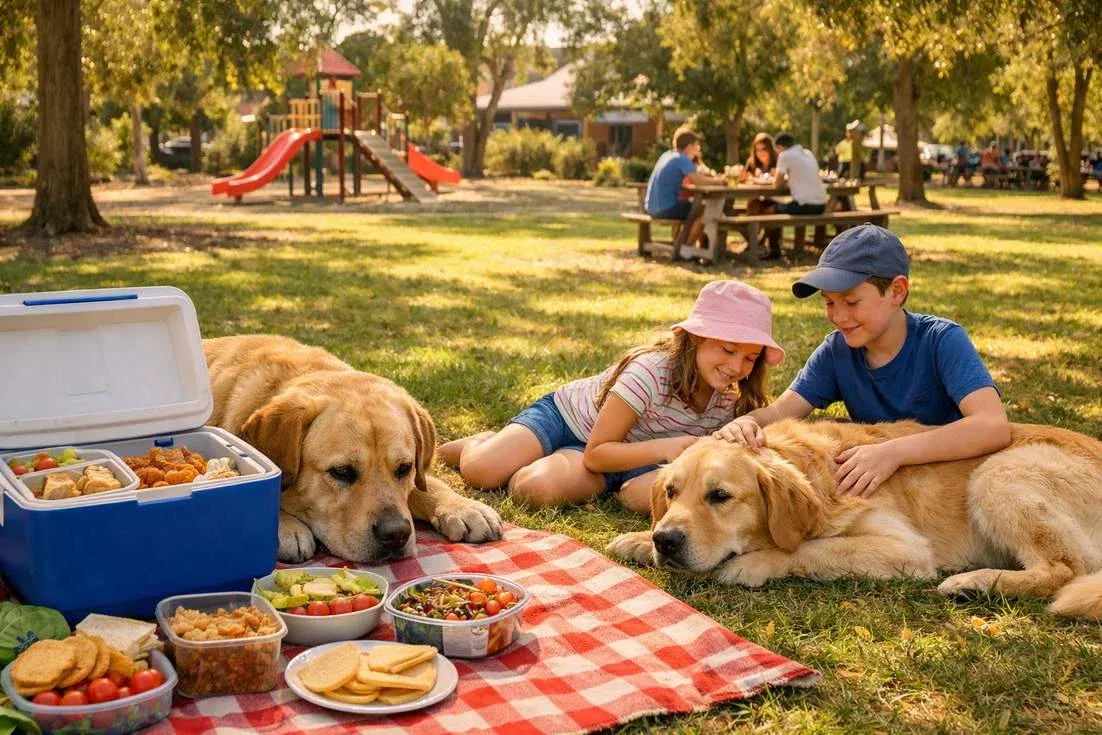 golden-lab-and-golden-retriever-with-kids Golden Lab And Golden Retriever With Kids