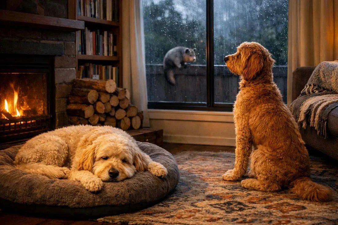 groodle-and-labradoodle-at-lounge Groodle And Labradoodle At Lounge