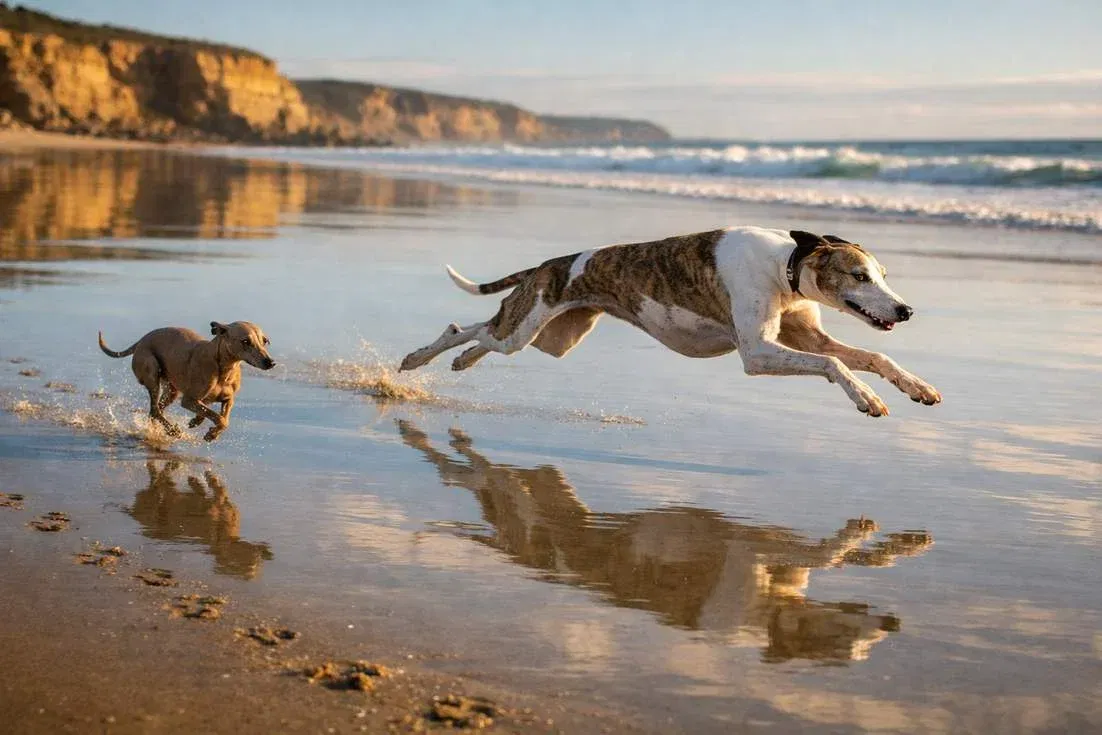 Italian Greyhound And Whippet Running