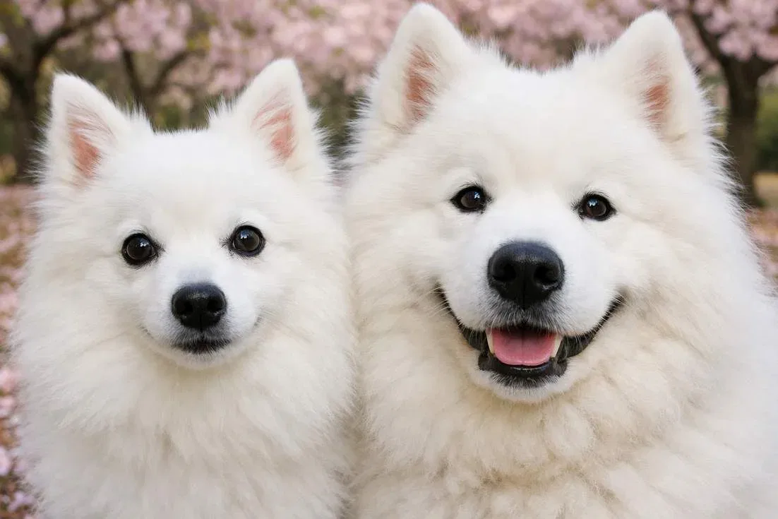 Japanese Spitz With Samoyed