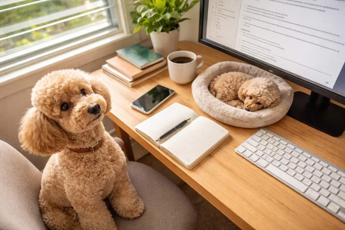 miniature-poodle-and-toy-poodle-at-office Miniature Poodle And Toy Poodle At Office