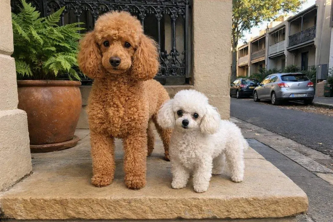 miniature-poodle-and-toy-poodle-standing Miniature Poodle And Toy Poodle Standing