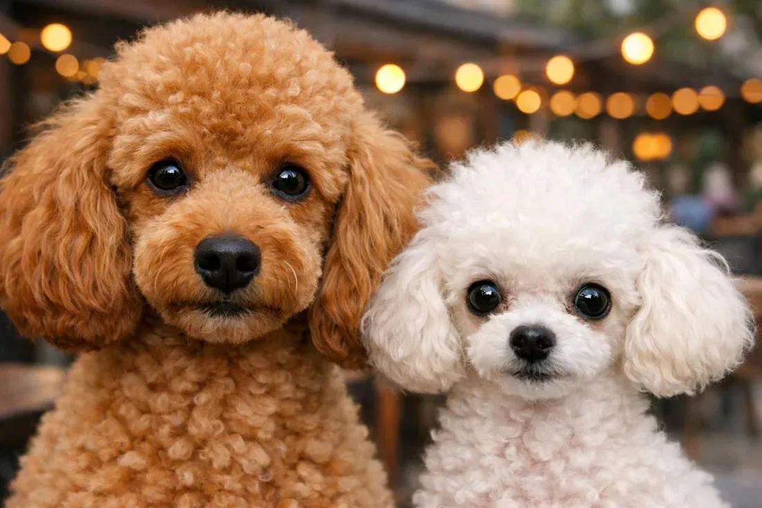 Miniature Poodle With Toy Poodle