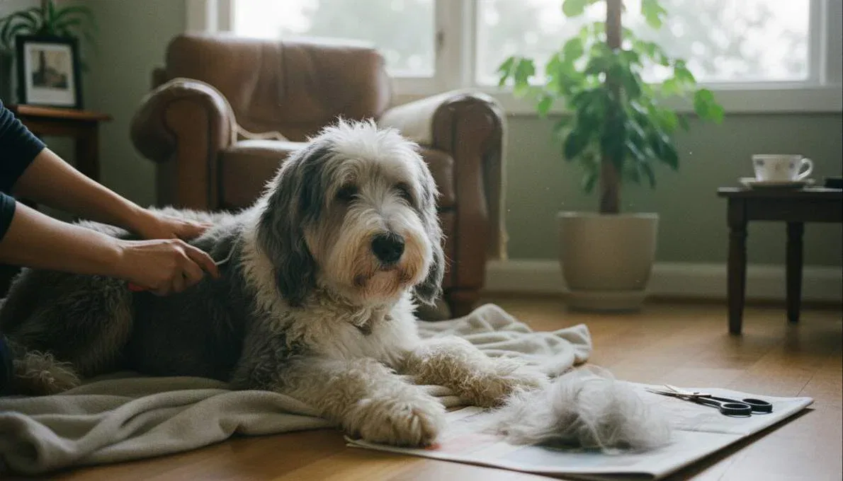 Old English Sheepdog Grooming Brushing