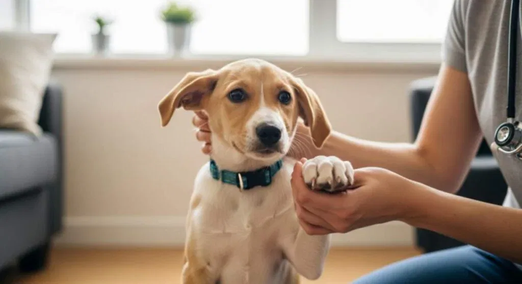 Puppy With Vet At Lounge