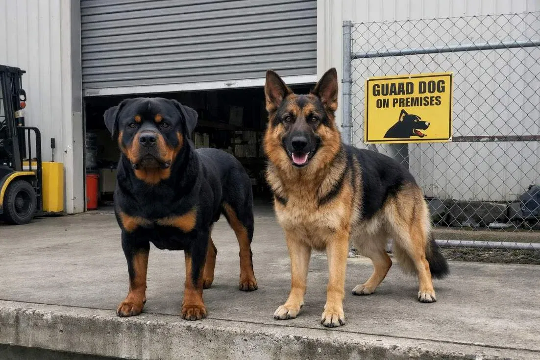 rottweiler-and-german-shepherd-standing Rottweiler And German Shepherd Standing