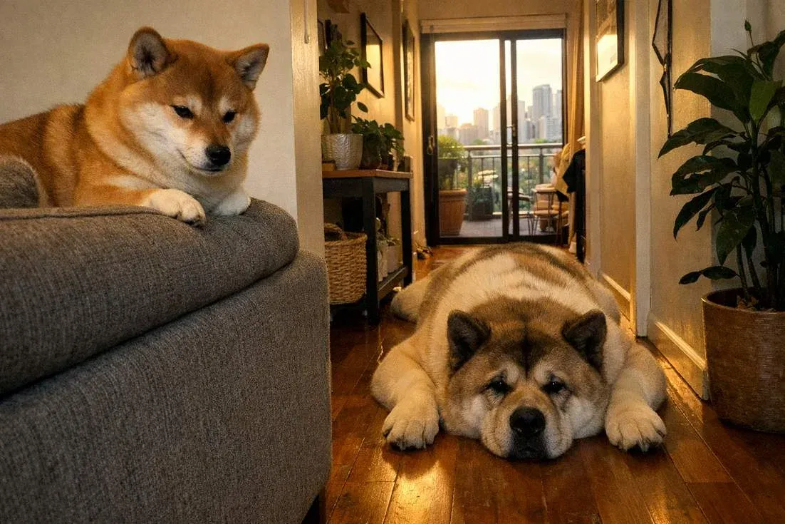 shiba-inu-and-akita-at-lounge Shiba Inu And Akita At Lounge