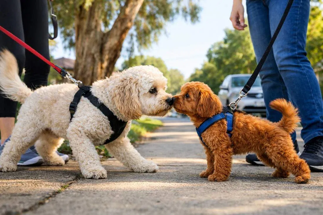 spoodle-and-cavoodle-with-their-owner Spoodle And Cavoodle With Their Owner