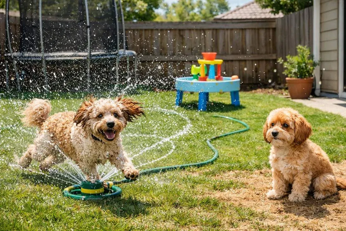 spoodle-with-cavoodle-playing Spoodle With Cavoodle Playing