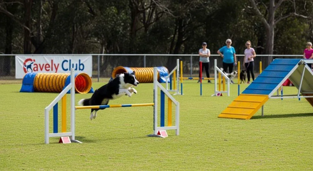 A Border Collie Clearing An Agility Jump At A Dog Sports Club