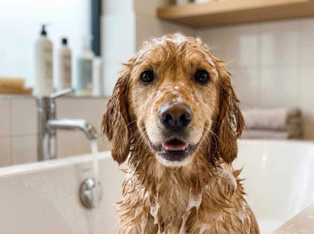 Dog During Bath Time