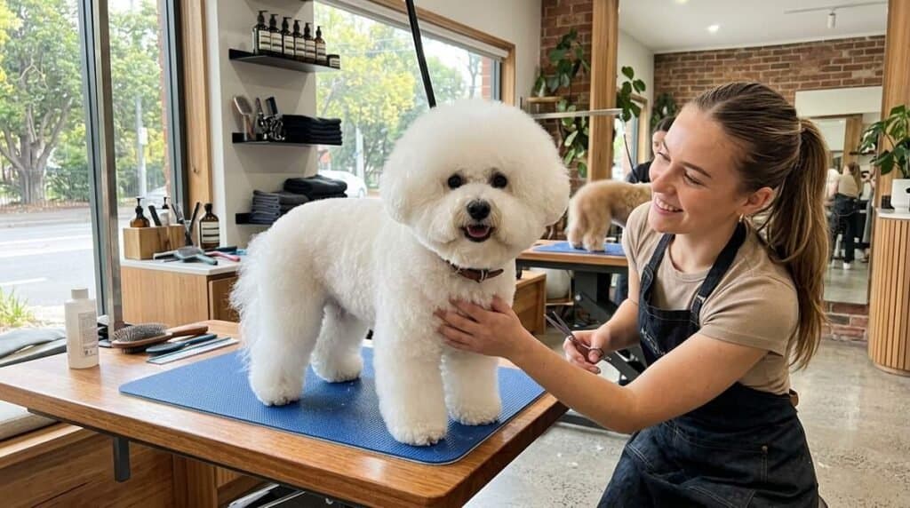 Bichon Frise In Grooming Salon