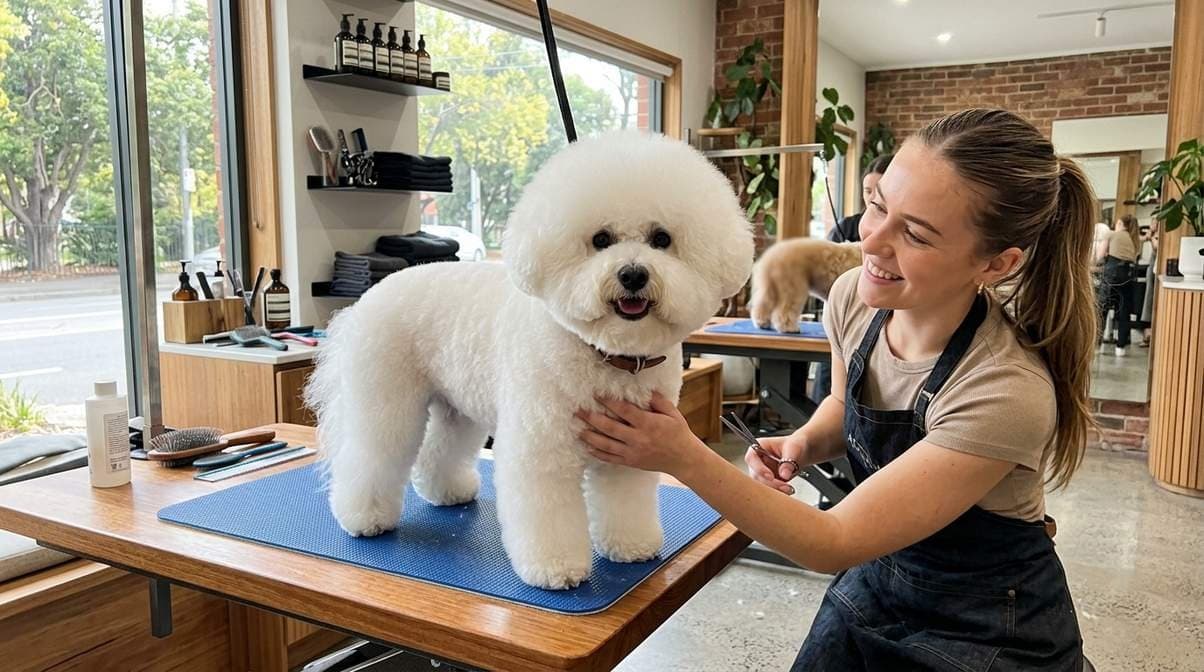 Bichon Frise In Grooming Salon