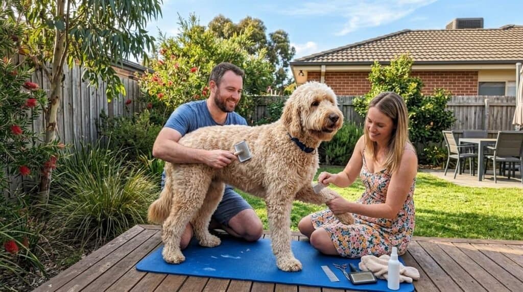 Home 1 Couple Grooming Groodle Dog