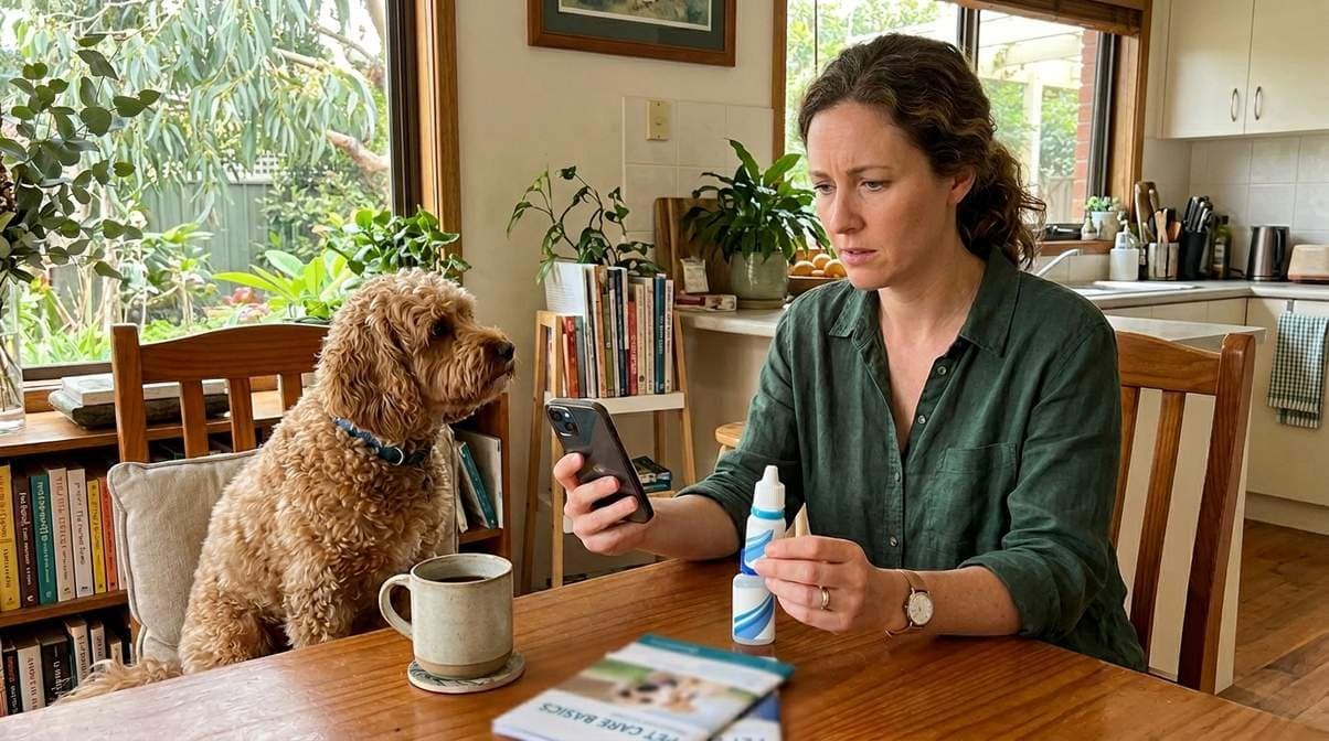 Dog Owner Comparing Browsing On Mobile