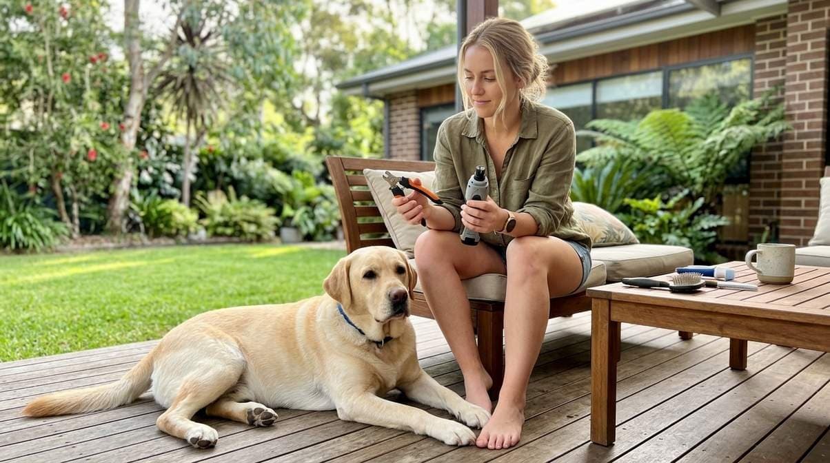Dog Owner Holded Grooming Tools