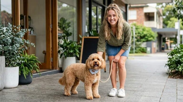 Fluffy Cavoodle With Owner
