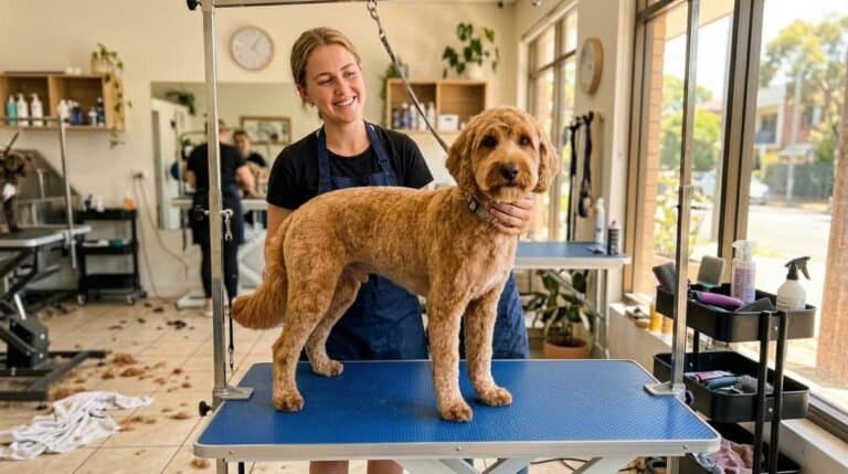 Groomer Presenting Clipped Dog