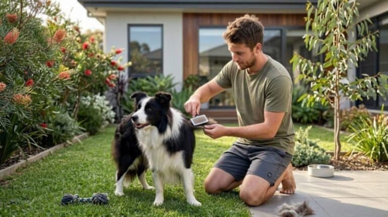 How to Brush a Dog: A Coat-by-Coat Technique Guide 1 Man Grooming His Dog Cota At Backyard