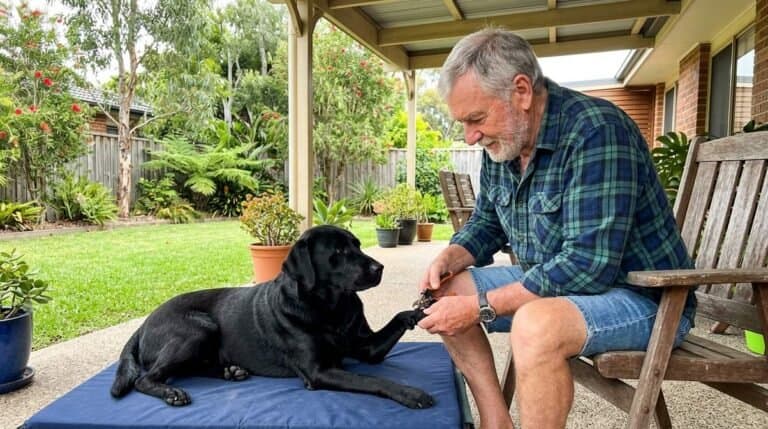 Man Trimming Dog Nails