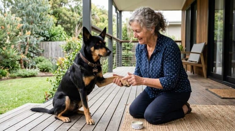 Owner Applying Balm To Dog Paw